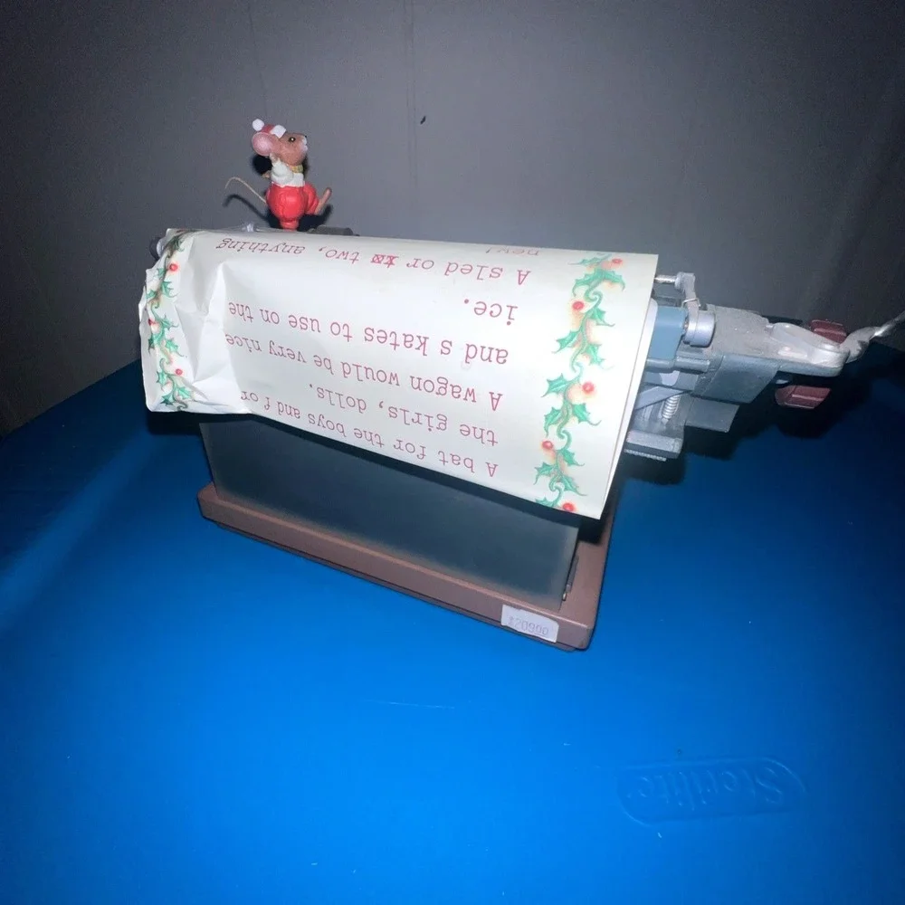 VTG‎ 1990 Enesco Typewriter Dear Santa Letter Musical Mice with Adapter & Box